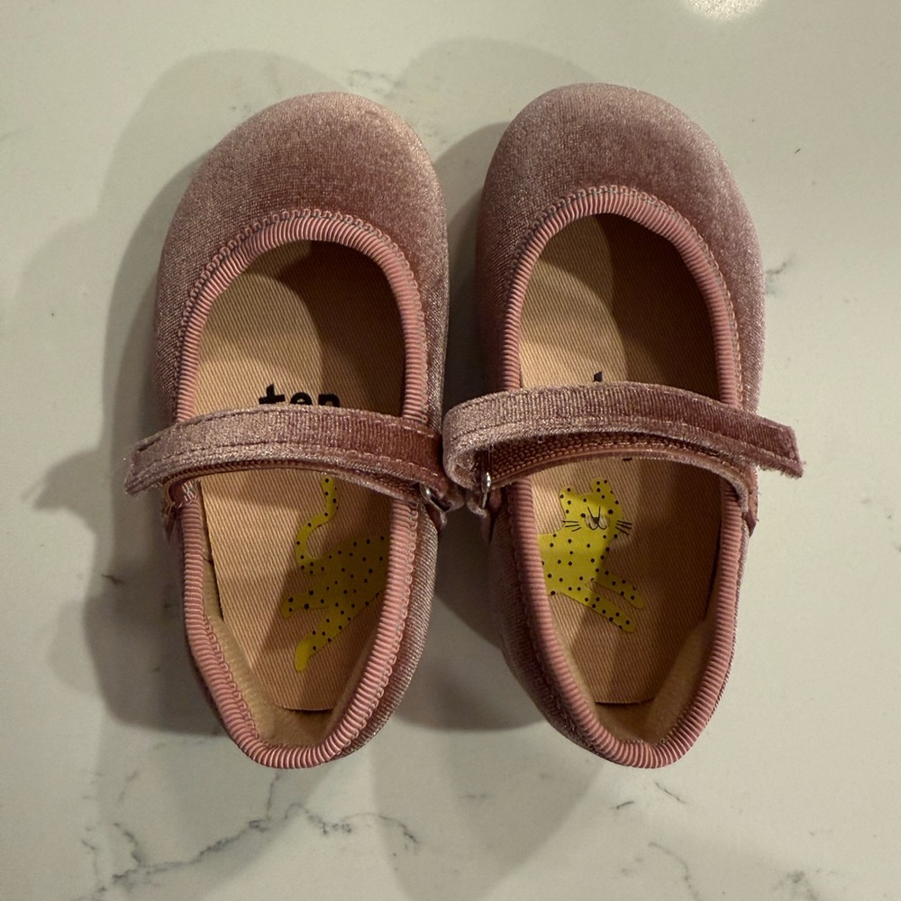 Ten Little Velvet Ballet Flats in Dusty Rose